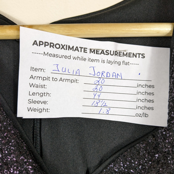 Julia Jordan Dress XL Black Silver Ombre Surplice Neck Pleated Sparkle Cocktail - Picture 11 of 11